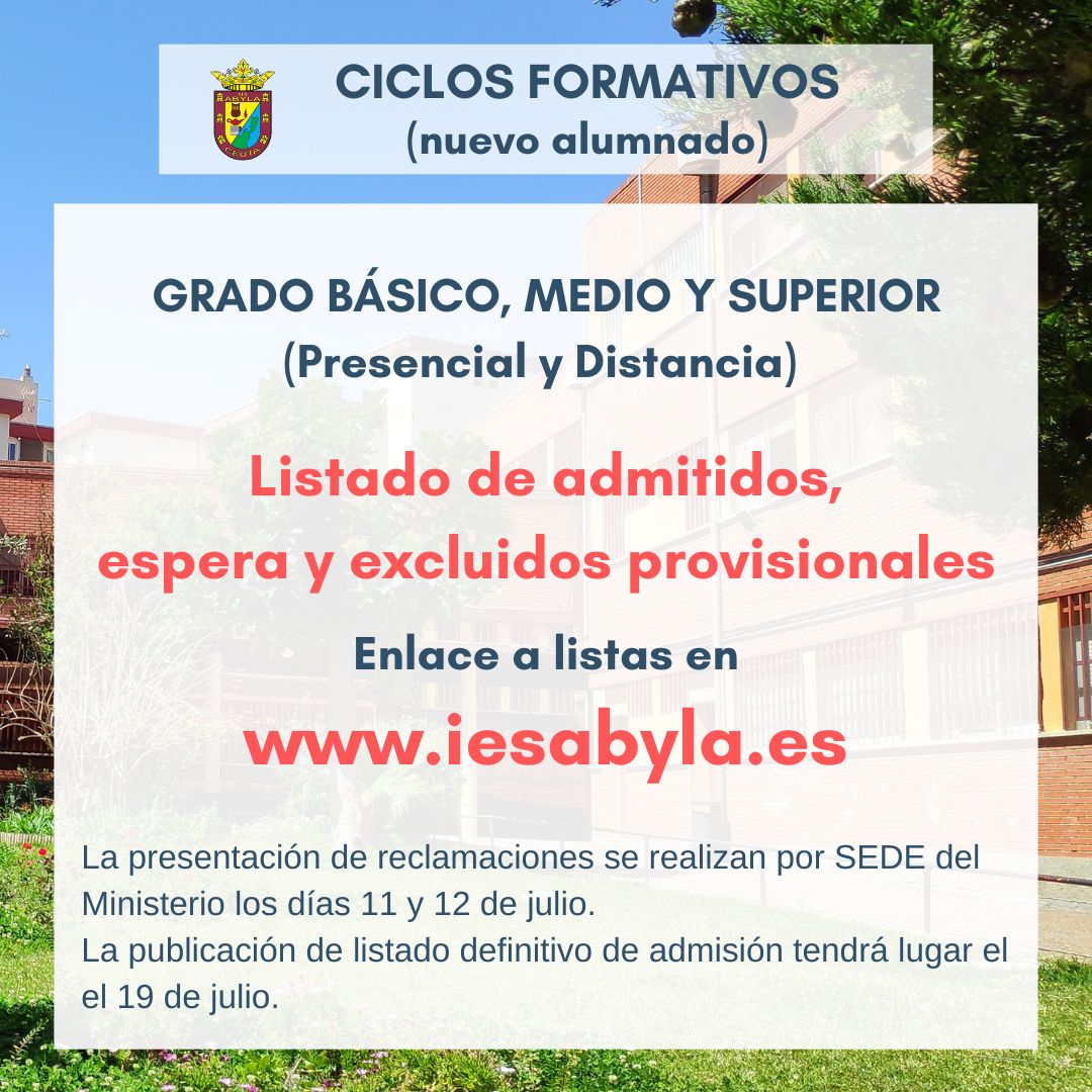 Enlace listado proceso admisión alumnado nuevo