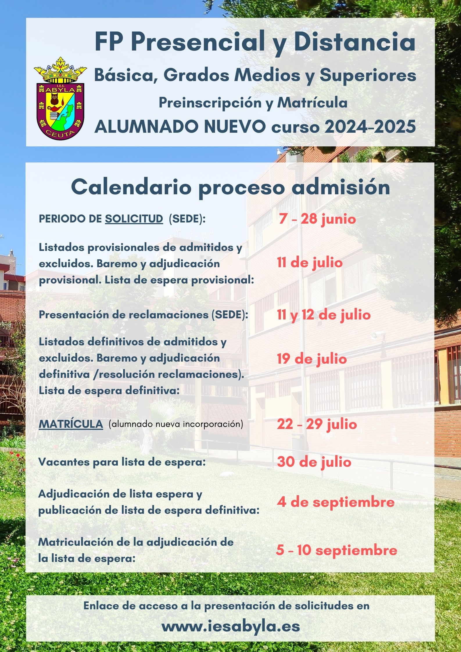 Preinscripcion y matricula FP 2024
